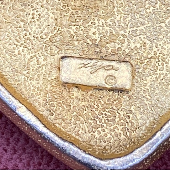 Vintage 1980s Gold Plated Geometric Enamel Earrings Signed Xija - Picture 6 of 11